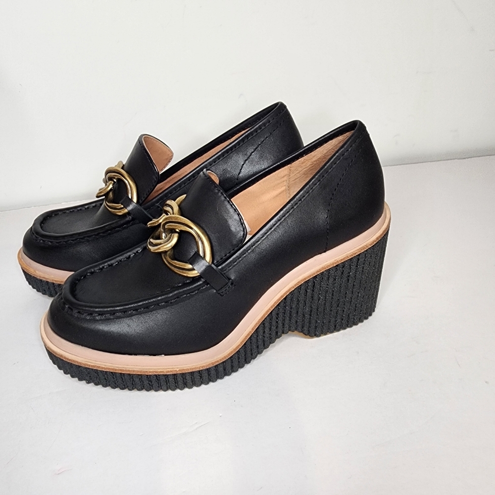 Dolce Vita Brenan Womens Platform Wedged loafers in Black Size 6.5